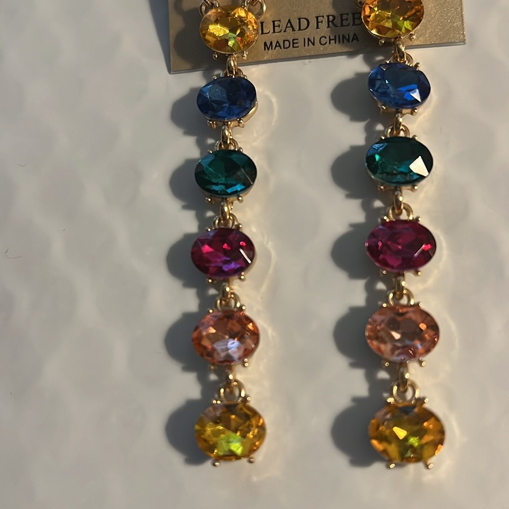 NWT Natasha Multi-colored stone lion head earrings - Picture 2 of 6